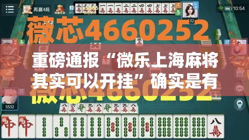 重磅通报“微乐上海麻将其实可以开挂	”确实是有挂的