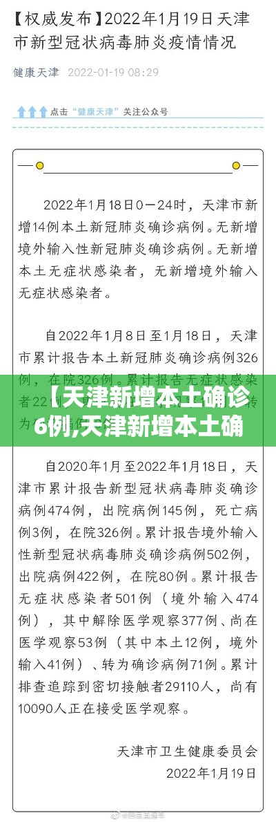 【天津新增本土确诊6例,天津新增本土确诊6例是哪里的】