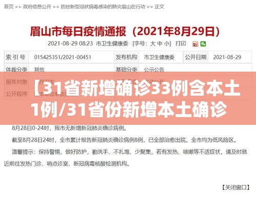 【31省新增确诊33例含本土1例/31省份新增本土确诊】