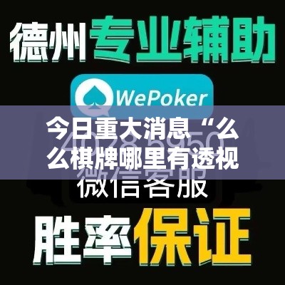 今日重大消息“么么棋牌哪里有透视挂”详细辅助