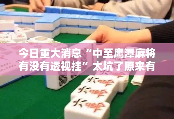 今日重大消息“中至鹰潭麻将有没有透视挂	”太坑了原来有挂