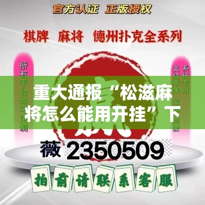 重大通报“松滋麻将怎么能用开挂”下载教程