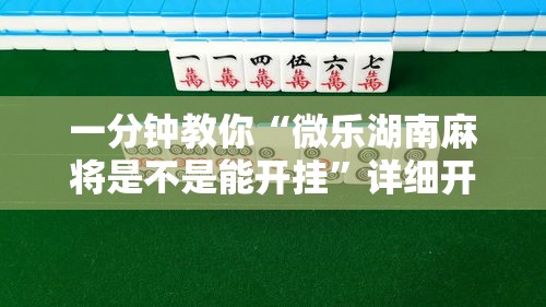 一分钟教你“微乐湖南麻将是不是能开挂”详细开挂方法