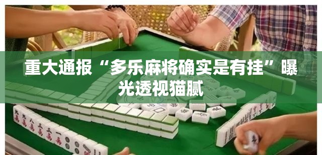 重大通报“多乐麻将确实是有挂”曝光透视猫腻