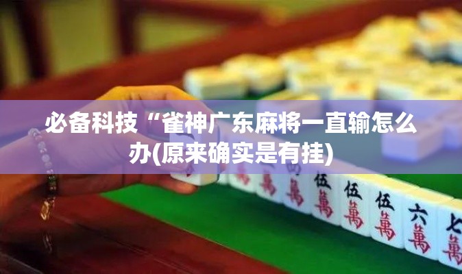 必备科技“雀神广东麻将一直输怎么办(原来确实是有挂)
