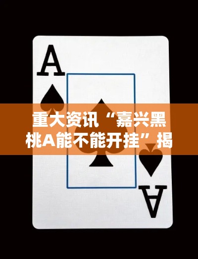 重大资讯“嘉兴黑桃A能不能开挂	”揭秘曝光猫腻