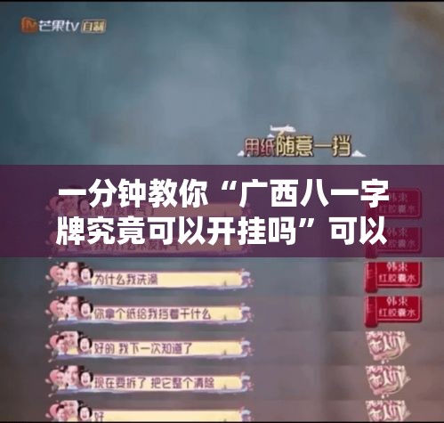 一分钟教你“广西八一字牌究竟可以开挂吗”可以透视