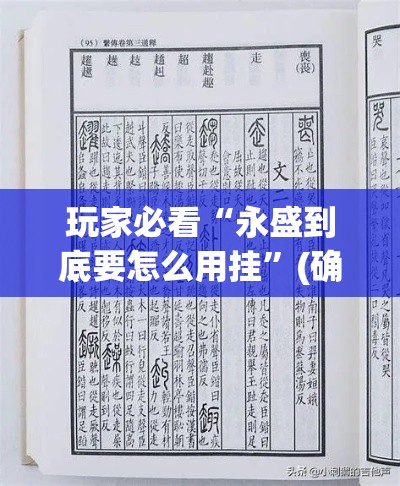 玩家必看“永盛到底要怎么用挂”(确实有挂)