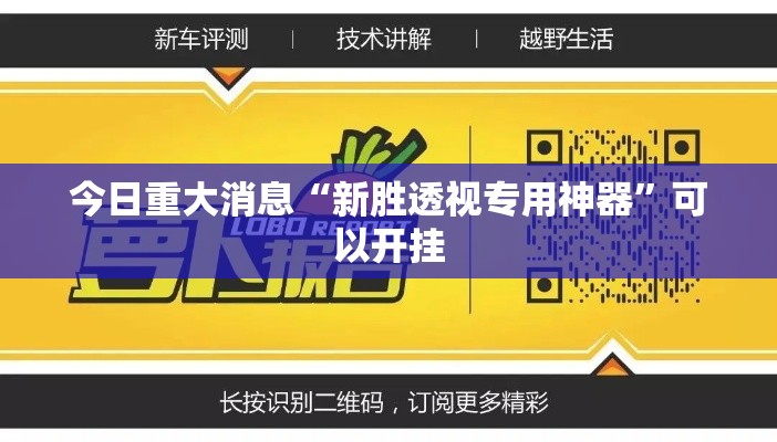 今日重大消息“新胜透视专用神器”可以开挂