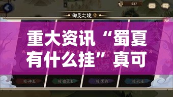 重大资讯“蜀夏有什么挂”真可以装挂