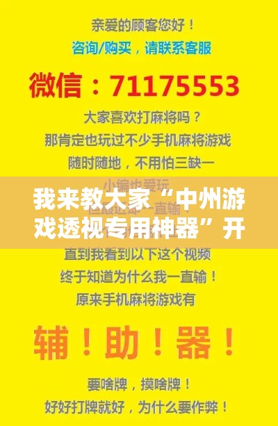 我来教大家“中州游戏透视专用神器”开挂教学