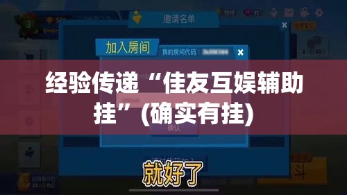 经验传递“佳友互娱辅助挂	”(确实有挂)