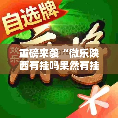 重磅来袭“微乐陕西有挂吗果然有挂”详细分享步骤