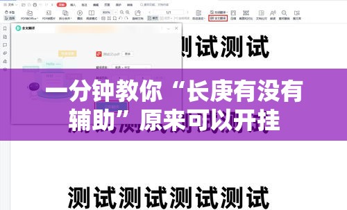 一分钟教你“长庚有没有辅助	”原来可以开挂