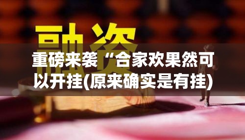重磅来袭“合家欢果然可以开挂(原来确实是有挂) 重磅来袭“合家欢果然可以开挂(原来确实是有挂)