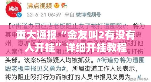 重大通报“金友叫2有没有人开挂”详细开挂教程