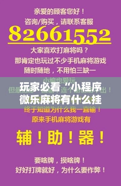 玩家必看“小程序微乐麻将有什么挂”开挂神器