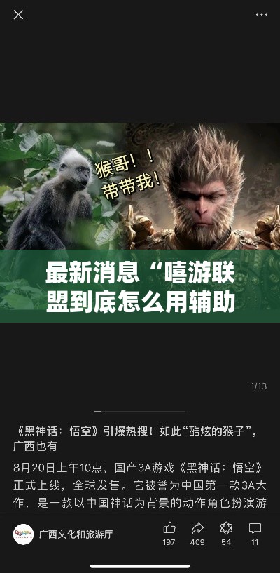 最新消息“嘻游联盟到底怎么用辅助”确实可以开挂