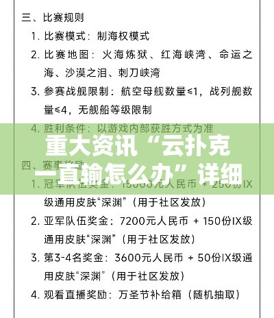 重大资讯“云扑克一直输怎么办”详细分享步骤