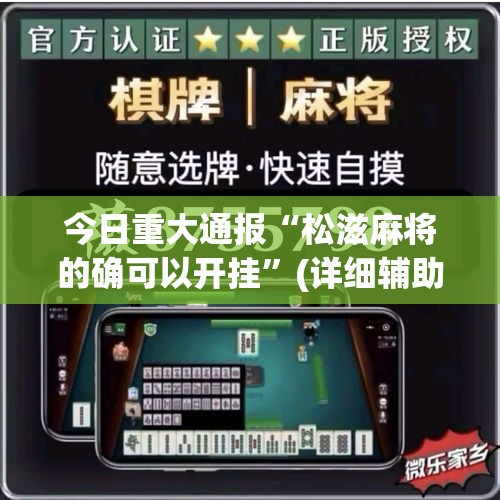 今日重大通报“松滋麻将的确可以开挂”(详细辅助脚本)