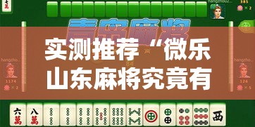 实测推荐“微乐山东麻将究竟有挂吗”玩家必备神器